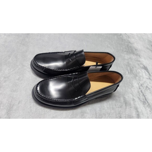 NWT Mango Men's Size 10.5 Black 100% Leather Aged Leather Loafers Shoes - Picture 3 of 8
